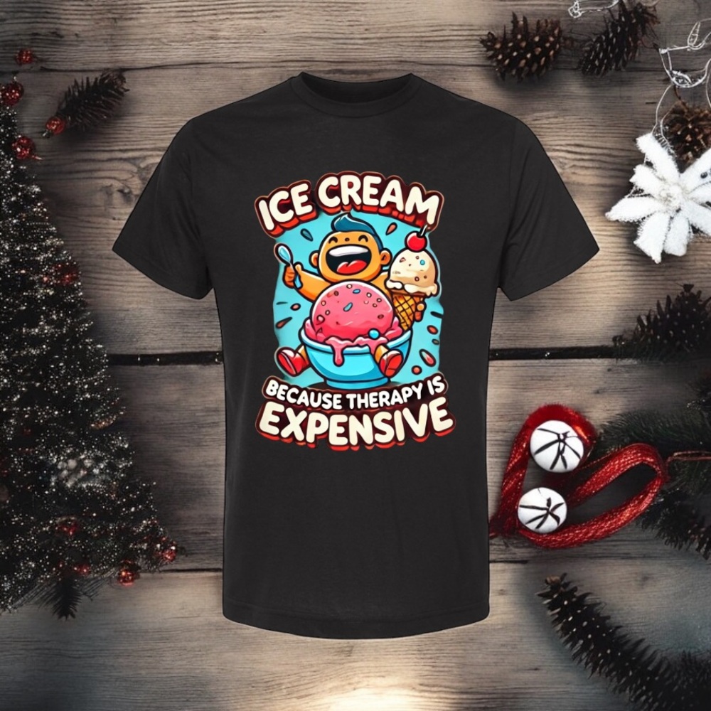 Black Ice Cream Therapy Graphic T-Shirt